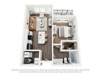 The Scioto 1 Bedroom Apartment Floor Plan at Lawrence Square Apartments