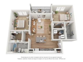 The Catherine Floor Plan at Retreat at Mt. Vernon Apartments