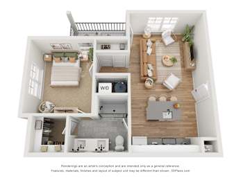 The Gambier 1 Bedroom Apartment Floor Plan at Retreat at Mount Vernon