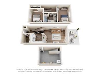 A set of three images showing different floor plans of a house.
