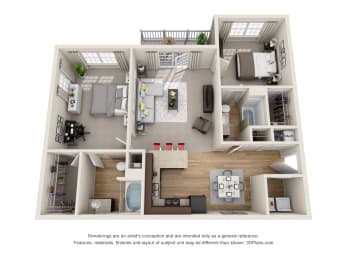The Carlton 2 Bedroom Floor Plan