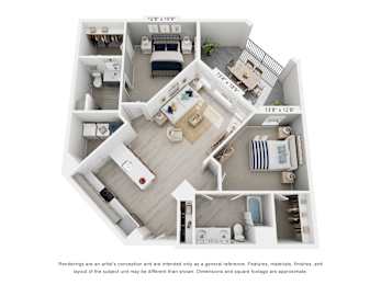 The Jupiter 2 Bedroom Apartment Floor Plan at The Galaxy at Polaris