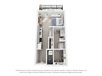 The Mercury Studio Apartment Floor Plan at The Galaxy at Polaris