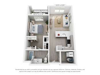 The Venus 1 Bedroom Apartment Floor Plan at The Galaxy at Polaris