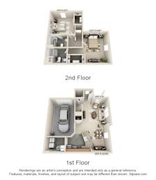 The Kendall Deluxe 2 Bedroom Apartment Floor Plan at Albany Glen