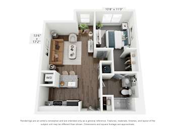 The Accord 1 Bedroom Apartment Floor Plan at The Retreat at Marysville