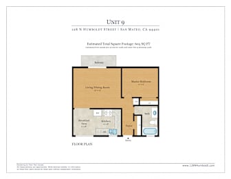  Floor Plan One Bed/One Bath