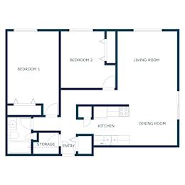 Maplewood Bend Apartments in Fargo, ND | Two Bedroom Floor Plan 21B