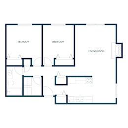 Maplewood Bend Apartments in Fargo, ND | Two Bedroom Floor Plan 21D