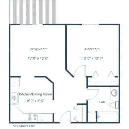 Ashbury Apartments | One Bedroom Floor Plan