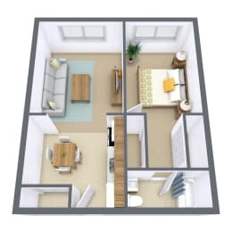 Amberwood Court Apartments in Grand Forks, ND | One Bedroom Floor Plan 11A