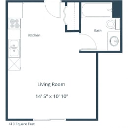 Autumn Ridge Apartments in Grand Forks, ND | Efficiency Floor Plan 01A