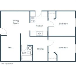 Oakview Townhomes in Grand Forks, ND | Two Bedroom Floor Plan 21C