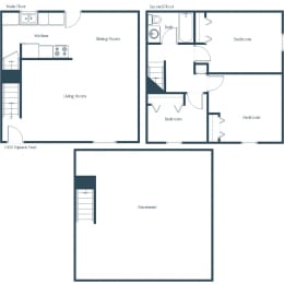 Oakview Townhomes in Grand Forks, ND | Three Bedroom Floor Plan 31A