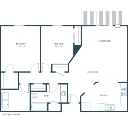Primrose Court Apartments in Grand Forks, ND | Two Bedroom Floor Plan 21A