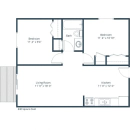 Stanford Court Apartments in Grand Forks, ND | Two Bedroom Floor Plan 21A