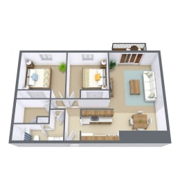 Bella Vista Apartments in Fargo, ND | Two Bedroom Floor Plan 21A