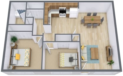 Berkshire Townhomes in Fargo, ND | Two Bedroom Floor Plan 21B
