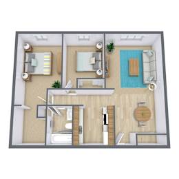 Bradbury Apartments in Bismarck, ND | Two Bedroom Floor Plan 21A