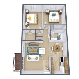 a floor plan of a house with a bedroom and living room