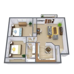Carlton Place Apartments in Fargo, ND | Two Bedroom Floor Plan 21C