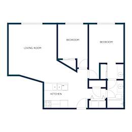 Cedars 4 Apartments | Two Bedroom Floor Plan 21B