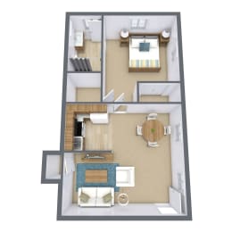 a floor plan of a bedroom with a bathroom and a living room