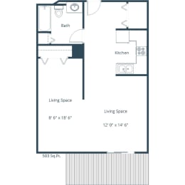 Willow Park Apartments in Fargo, ND | Efficiency Floor Plan 01A