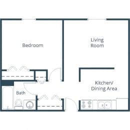 Riverwood Apartments in Crookston, MN | One Bedroom Floor Plan 11B