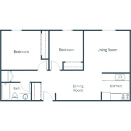 Riverwood Apartments in Crookston, MN | Two Bedroom Floor Plan 21A