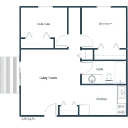 Twin Drive Apartments in Crookston, MN | Two Bedroom Floor Plan 21A