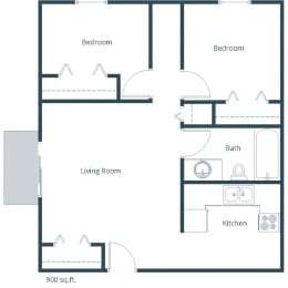 Twin Drive Apartments in Crookston, MN | Two Bedroom Floor Plan 21B