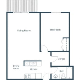 Bristol Park Apartments in Grand Forks, ND | One Bedroom Floor Plan 11A