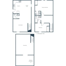 Bristol Park Townhomes in Grand Forks, ND | Two Bedroom Floor Plan 215A