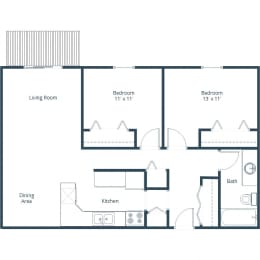 Chandler 1802 Apartments in Grand Forks, ND| Two Bedroom Floor Plan 21A