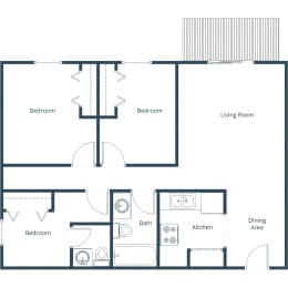 Chandler 1802 Apartments in Grand Forks, ND| Three Bedroom Floor Plan 3175A