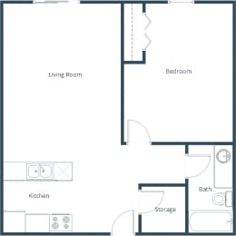 Grandview II Apartments in Grand Forks, ND | One Bedroom Floor Plan 11A