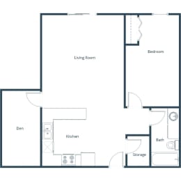 Grandview II Apartments in Grand Forks, ND | One Bedroom Floor Plan 11B