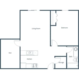 Grandview II Apartments in Grand Forks, ND | One Bedroom Floor Plan 11C
