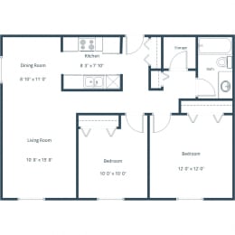 Madison Apartments in Grand Forks, ND | Two Bedroom Floor Plan 21A