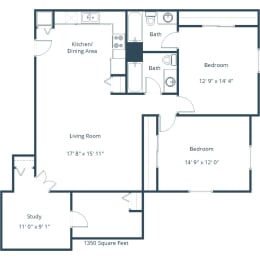 Two Bedroom Floor Plan 22D  at Deerfield Apartments, Iowa