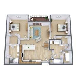 a floor plan of a house with a bedroom and a living room