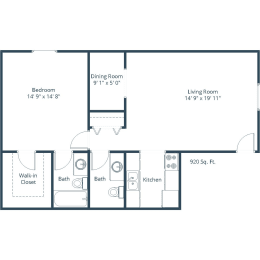 Twin Oaks Townhomes in Hutchinson, MN - One Bedroom Floor Plan 11A