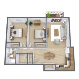 a floor plan of a house with a bedroom and a living room