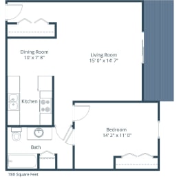 Evergreen Terrace Apartments | One Bedroom Floor Plan 11A
