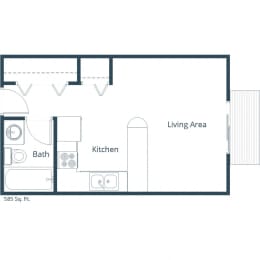 The Edge of Uptown Apartments | Studio Floor Plan 01A