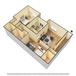 Foxtail Creek Townhomes in Fargo, ND | Two Bedroom Floor Plan 21A