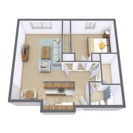 One Bedroom Floor Plan 11B at France, Fargo, ND