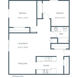 Woodstone Apartments in Moorhead, MN | Two Bedroom Floor Plan 21A