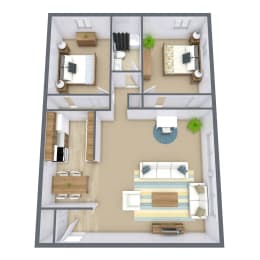 Georgetown on the River Apartments in Fridley, MN | Two Bedroom Floor Plan 21A | 1060 SF at Georgetown on the River, Fridley, Minnesota